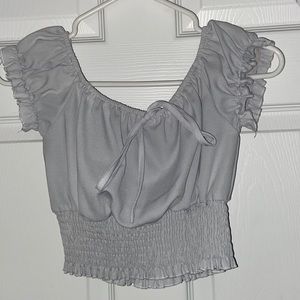 XS - WHITE OFF THE SHOULDER CROP TOP